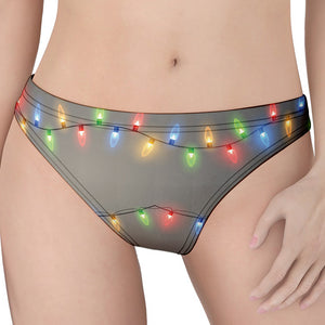 Colorful Christmas String Lights Print Women's Thong