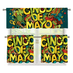 Colorful Cinco de Mayo Print 3 Piece Kitchen Curtains