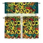 Colorful Cinco de Mayo Print 3 Piece Kitchen Curtains