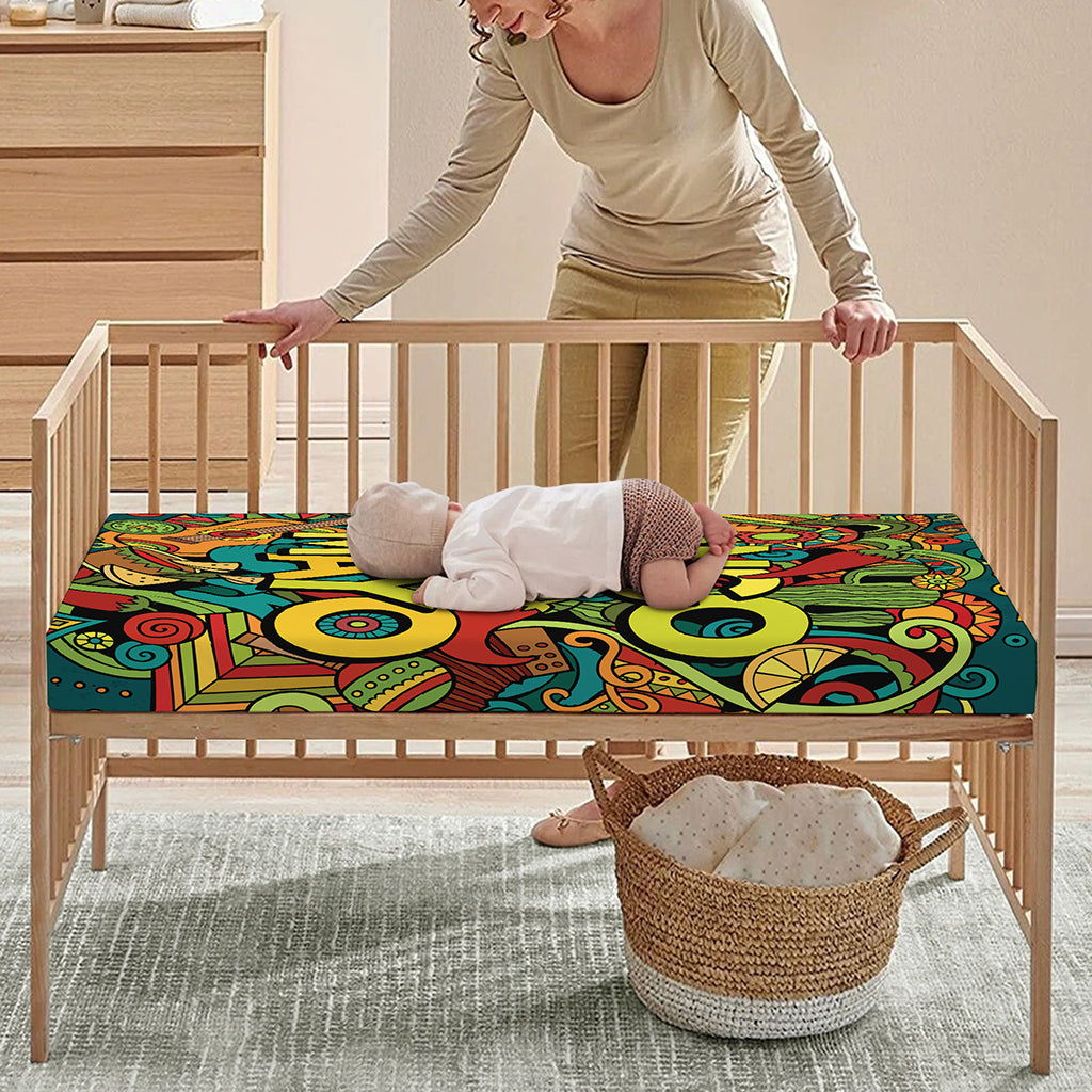 Colorful Cinco de Mayo Print Baby Crib Sheet
