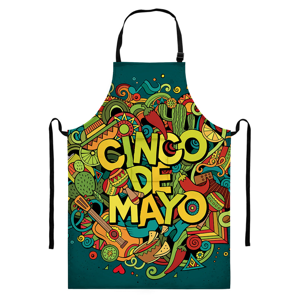 Colorful Cinco de Mayo Print Bib Apron With Pocket