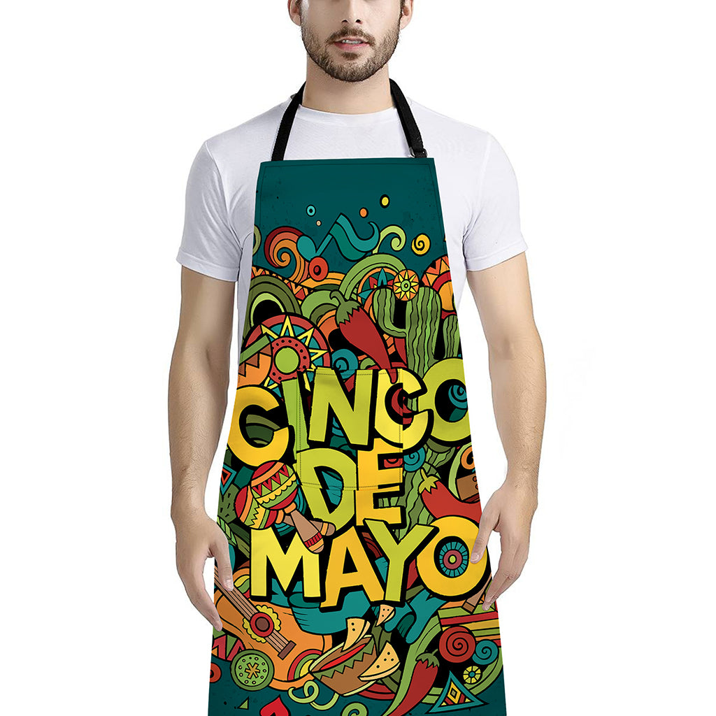 Colorful Cinco de Mayo Print Bib Apron With Pocket