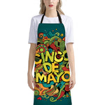 Colorful Cinco de Mayo Print Bib Apron With Pocket