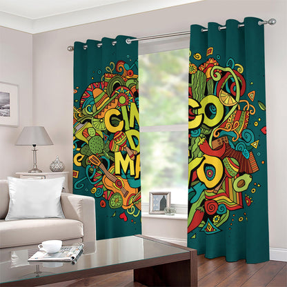 Colorful Cinco de Mayo Print Blackout Grommet Curtains
