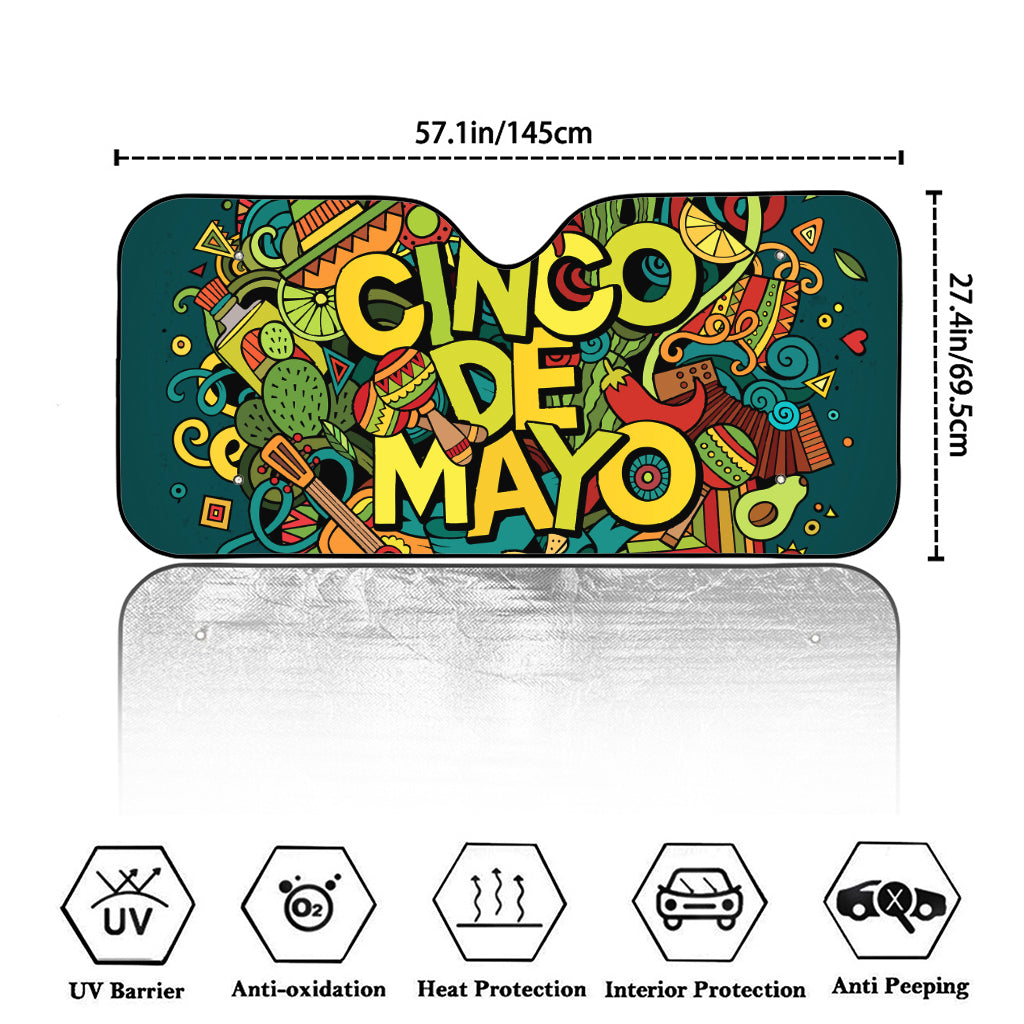 Colorful Cinco de Mayo Print Car Windshield Sun Shade