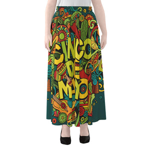 Colorful Cinco de Mayo Print Chiffon Maxi Skirt