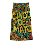 Colorful Cinco de Mayo Print Cotton Front Slit Maxi Skirt