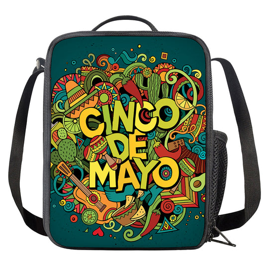 Colorful Cinco de Mayo Print Crossbody Lunch Bag
