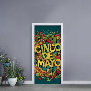 Colorful Cinco de Mayo Print Door Sticker