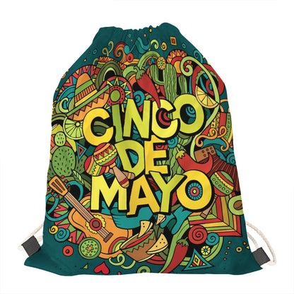 Colorful Cinco de Mayo Print Drawstring Bag