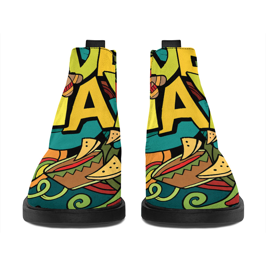 Colorful Cinco de Mayo Print Flat Ankle Boots