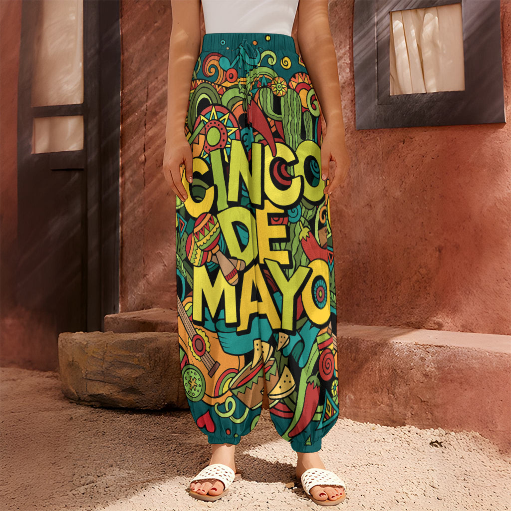 Colorful Cinco de Mayo Print Harem Pants