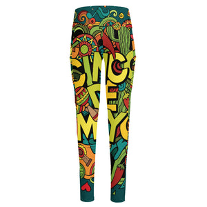 Colorful Cinco de Mayo Print High-Waisted Pocket Leggings