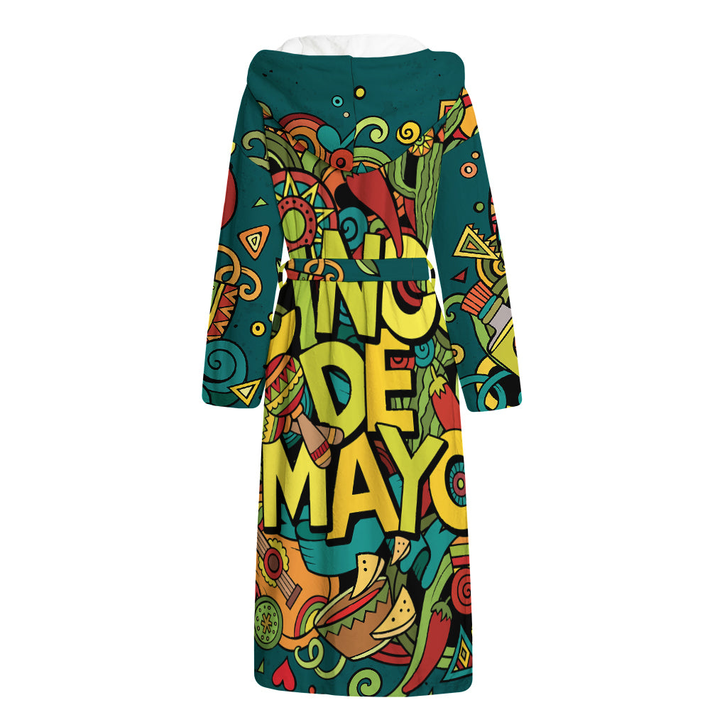 Colorful Cinco de Mayo Print Hooded Bathrobe