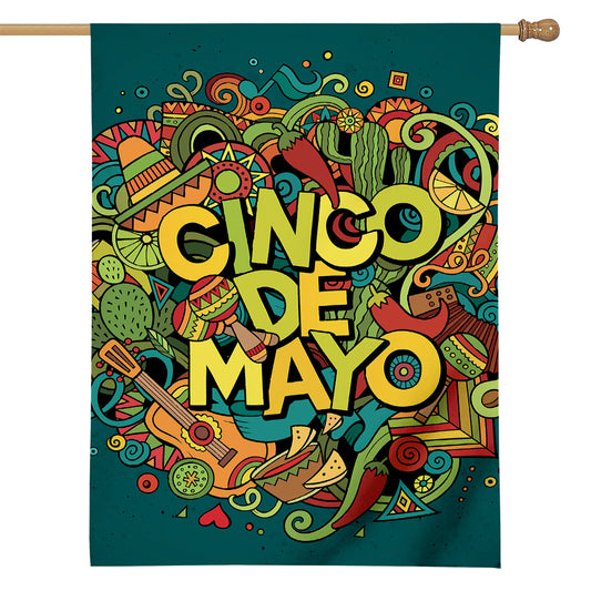 Colorful Cinco de Mayo Print House Flag