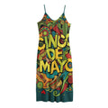Colorful Cinco de Mayo Print Jersey Midi Cami Dress