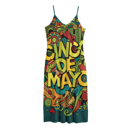 Colorful Cinco de Mayo Print Jersey Midi Cami Dress