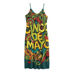 Colorful Cinco de Mayo Print Jersey Midi Cami Dress