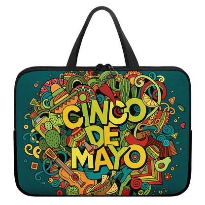 Colorful Cinco de Mayo Print Laptop Sleeve With Handle