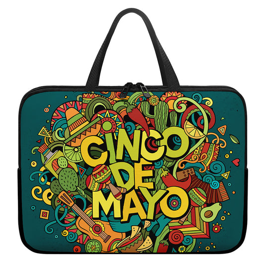 Colorful Cinco de Mayo Print Laptop Sleeve With Handle