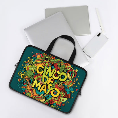 Colorful Cinco de Mayo Print Laptop Sleeve With Handle