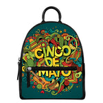 Colorful Cinco de Mayo Print Leather Backpack