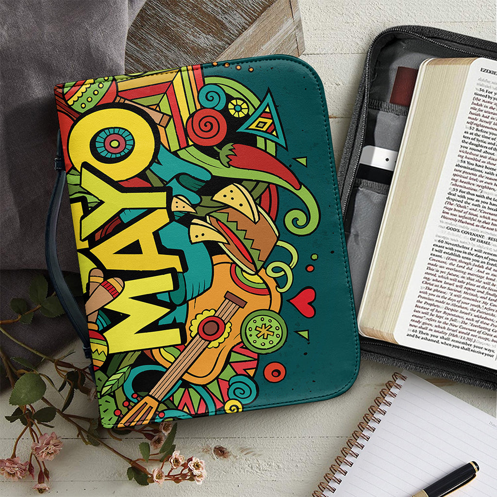 Colorful Cinco de Mayo Print Leather Bible Cover