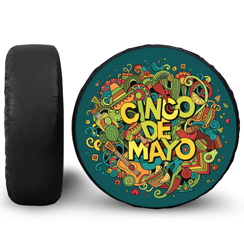 Colorful Cinco de Mayo Print Leather Spare Tire Cover