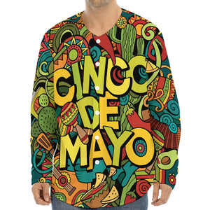 Colorful Cinco de Mayo Print Long Sleeve Baseball Jersey