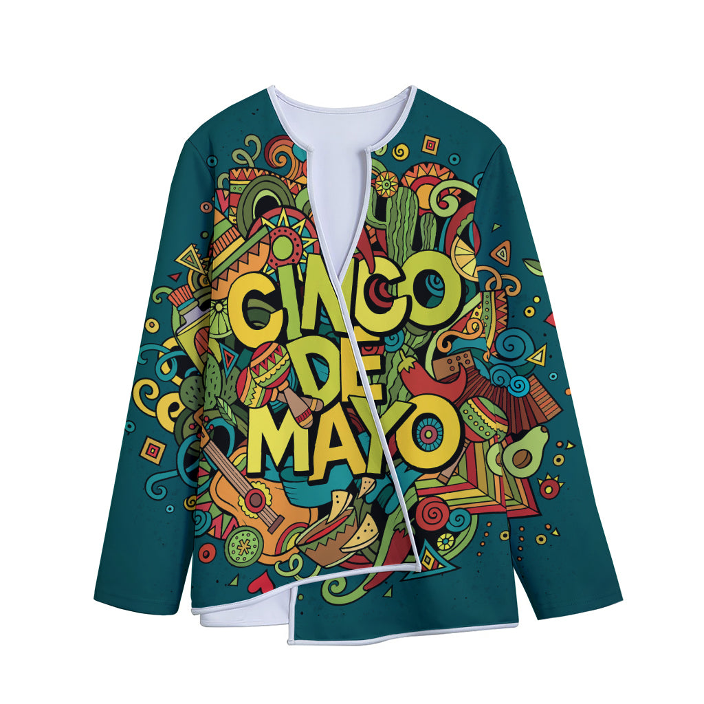 Colorful Cinco de Mayo Print Long Sleeve Short Coat