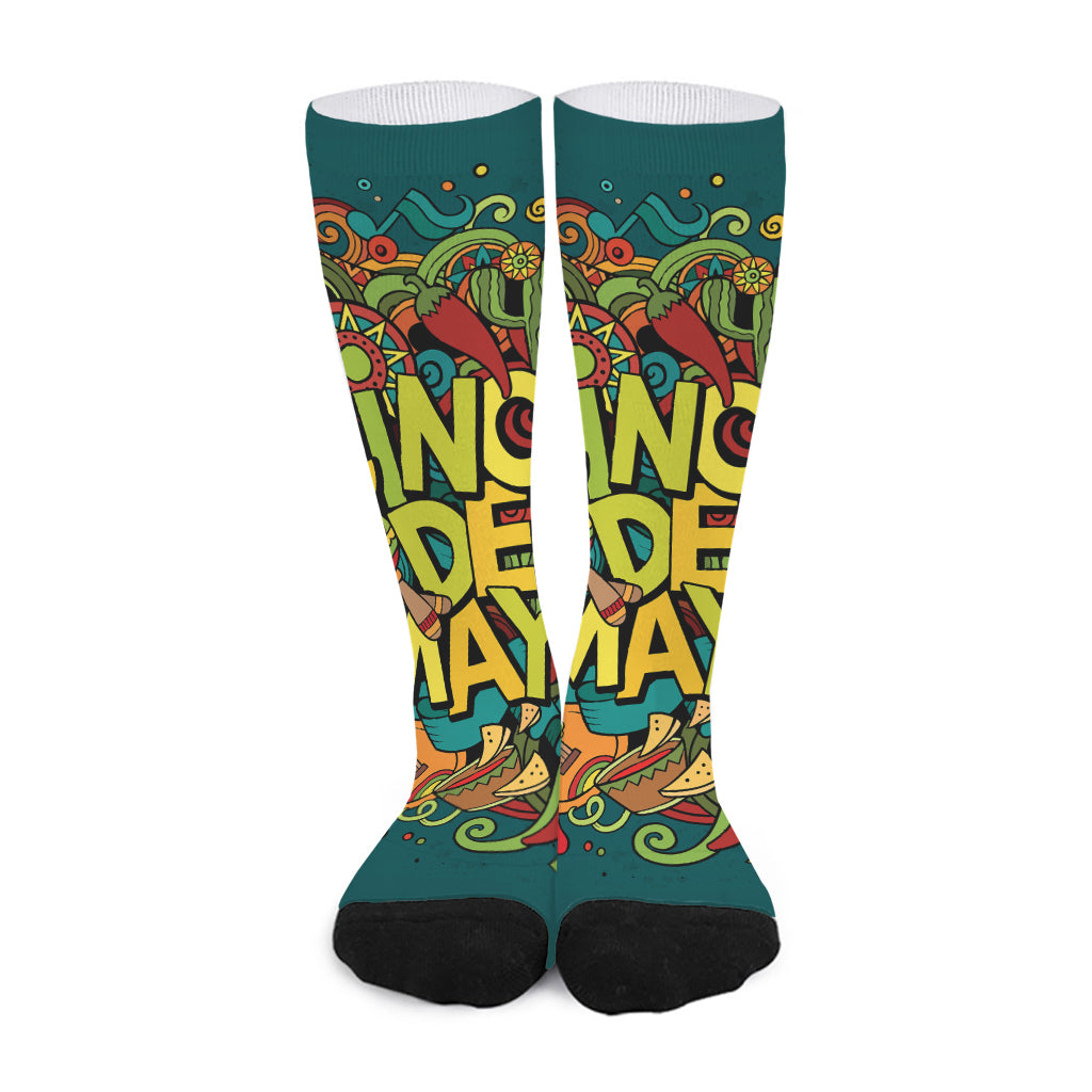 Colorful Cinco de Mayo Print Long Socks