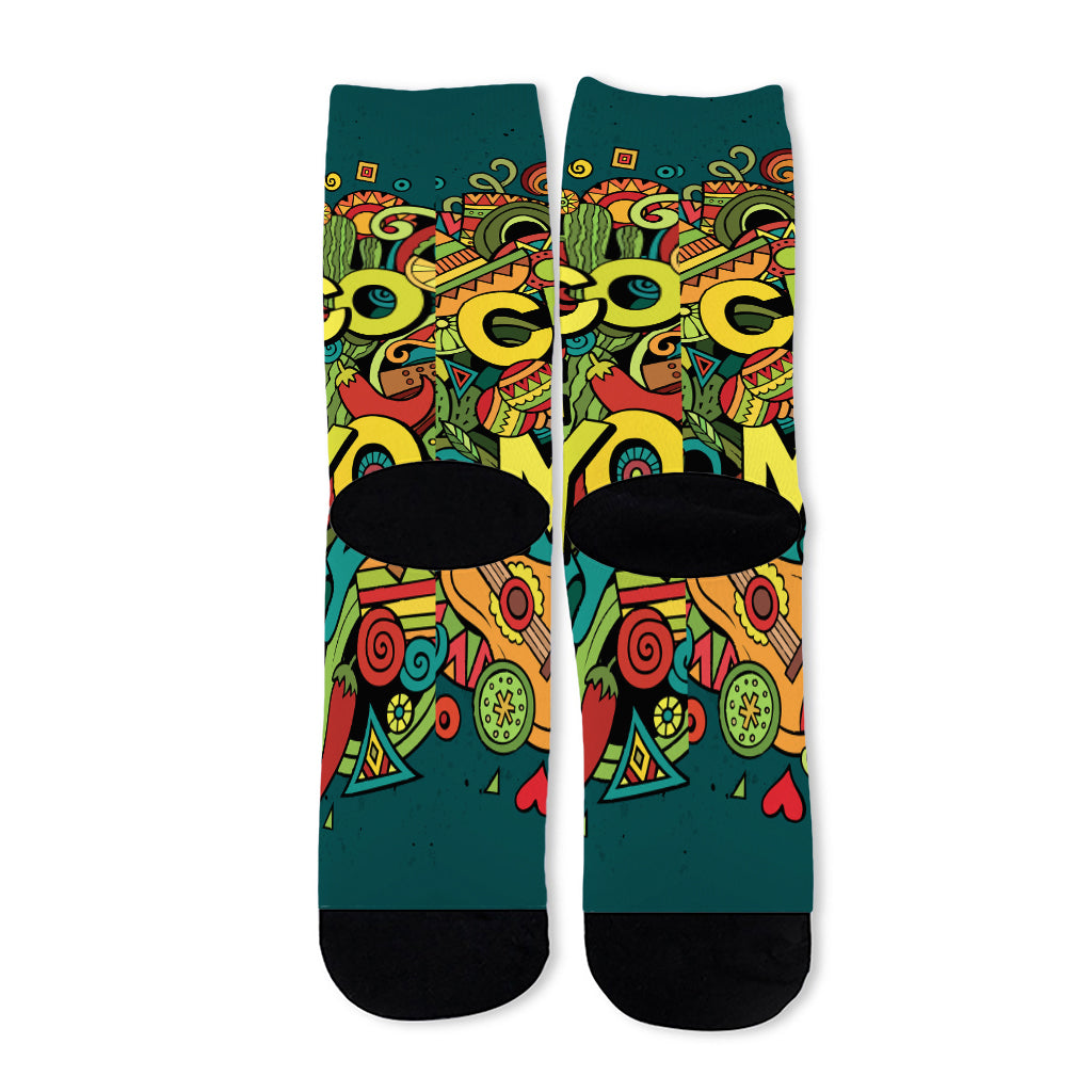 Colorful Cinco de Mayo Print Long Socks