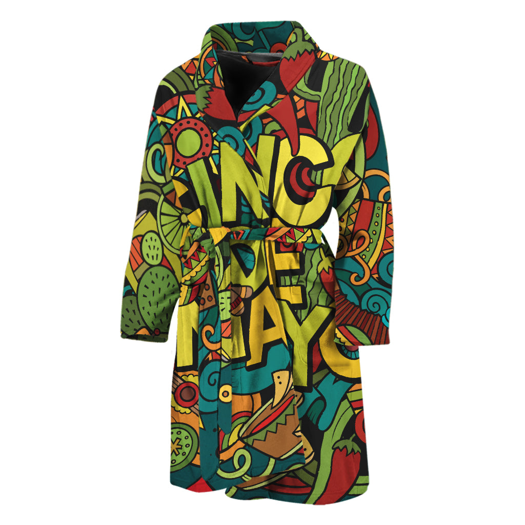 Colorful Cinco de Mayo Print Men's Bathrobe