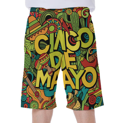 Colorful Cinco de Mayo Print Men's Beach Shorts