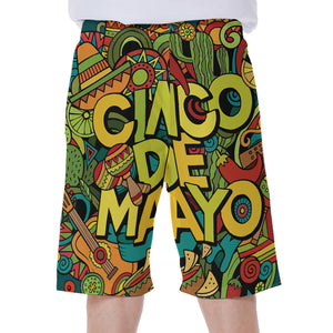 Colorful Cinco de Mayo Print Men's Beach Shorts