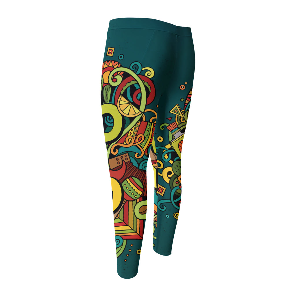 Colorful Cinco de Mayo Print Men's Compression Pants