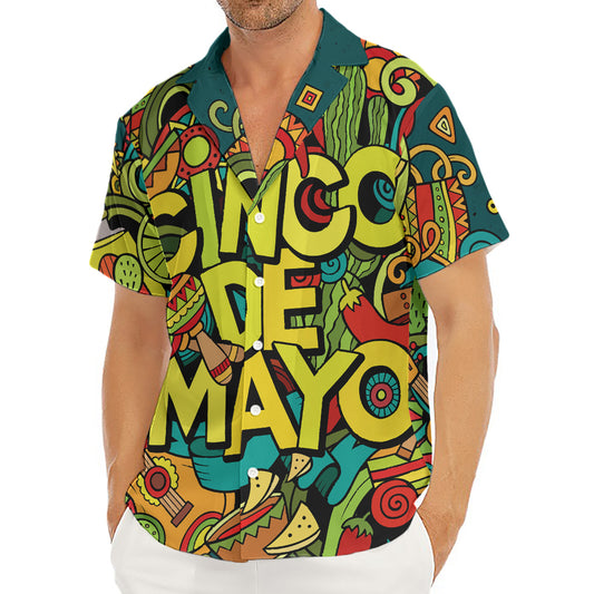 Colorful Cinco de Mayo Print Men's Deep V-Neck Shirt