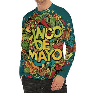 Colorful Cinco de Mayo Print Men's Long Sleeve Rash Guard