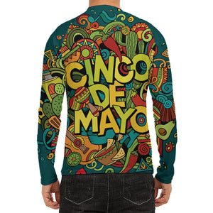 Colorful Cinco de Mayo Print Men's Long Sleeve Rash Guard