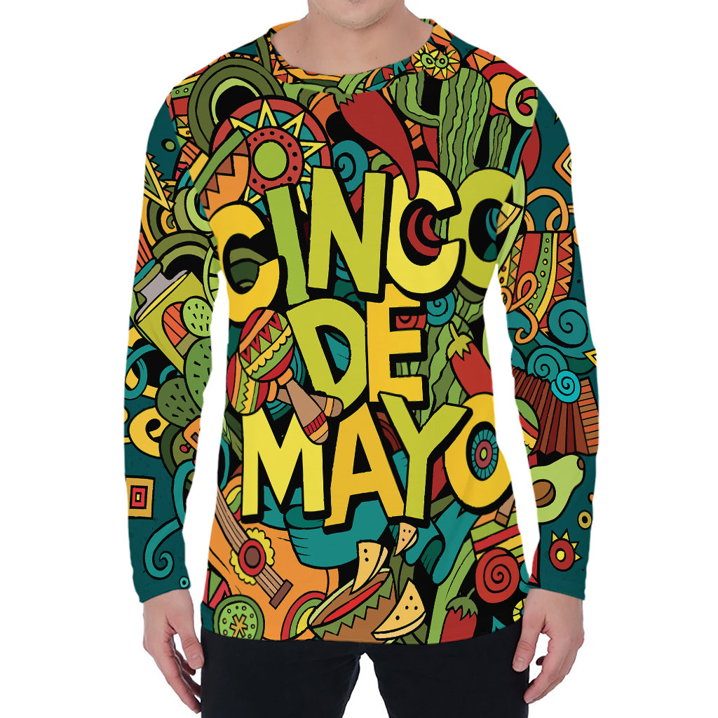 Colorful Cinco de Mayo Print Men's Long Sleeve T-Shirt