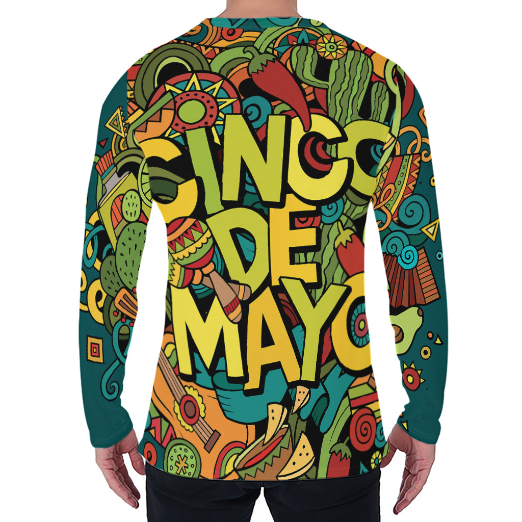 Colorful Cinco de Mayo Print Men's Long Sleeve T-Shirt