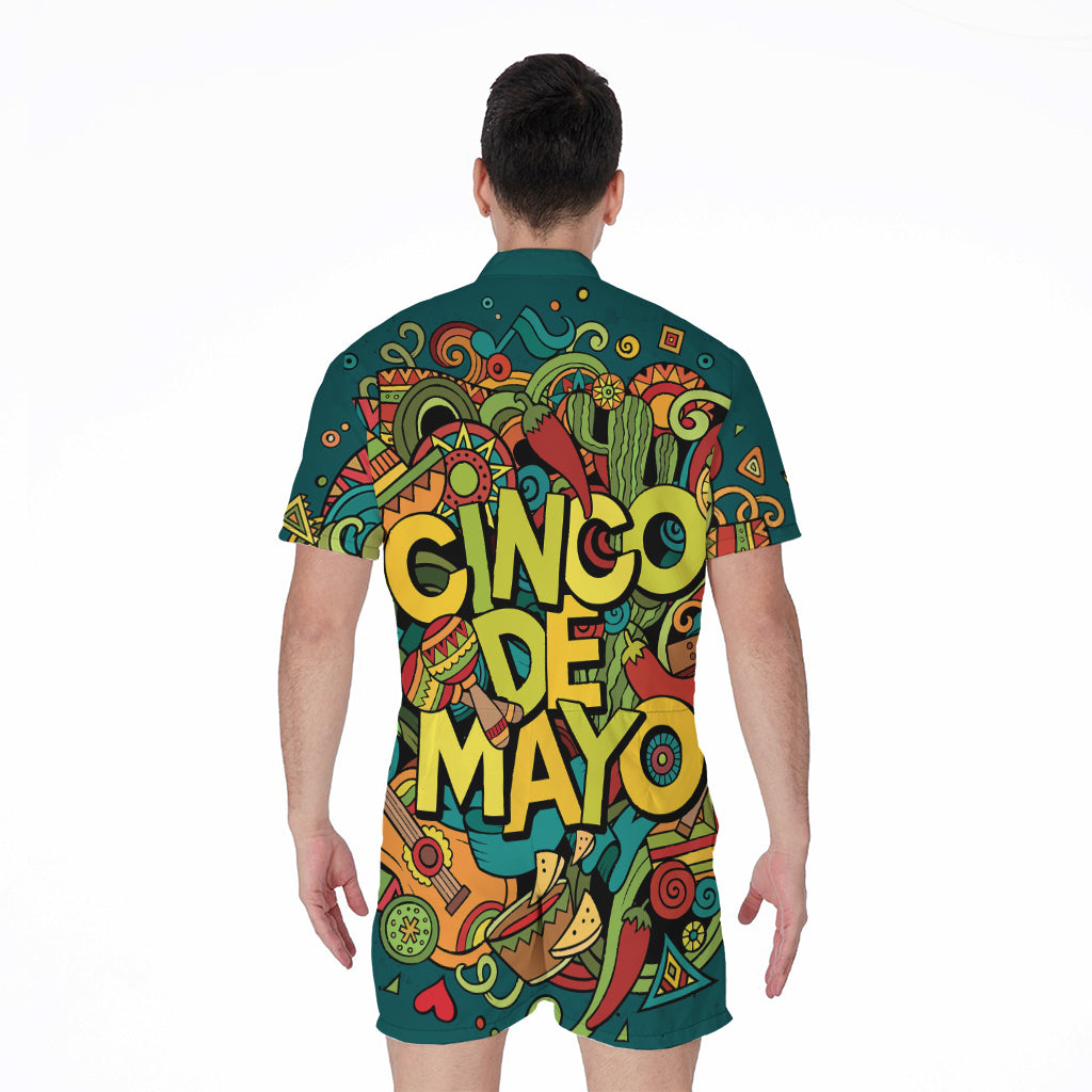 Colorful Cinco de Mayo Print Men's Rompers