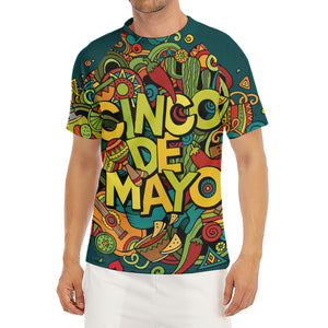 Colorful Cinco de Mayo Print Men's Short Sleeve Rash Guard