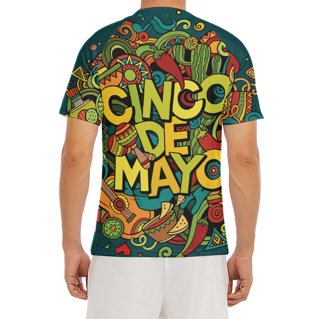 Colorful Cinco de Mayo Print Men's Short Sleeve Rash Guard