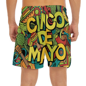 Colorful Cinco de Mayo Print Men's Split Running Shorts