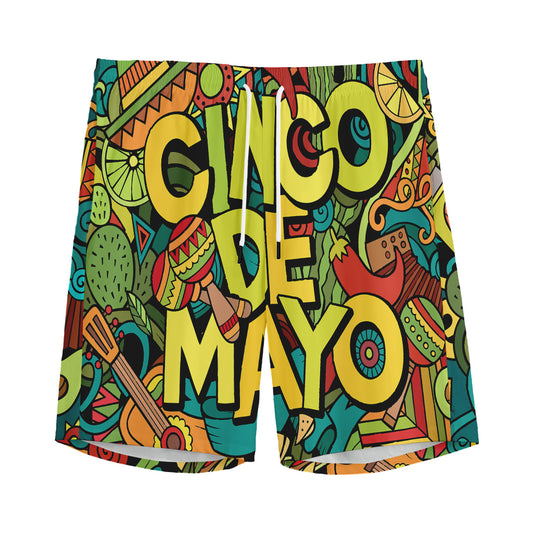 Colorful Cinco de Mayo Print Men's Sports Shorts