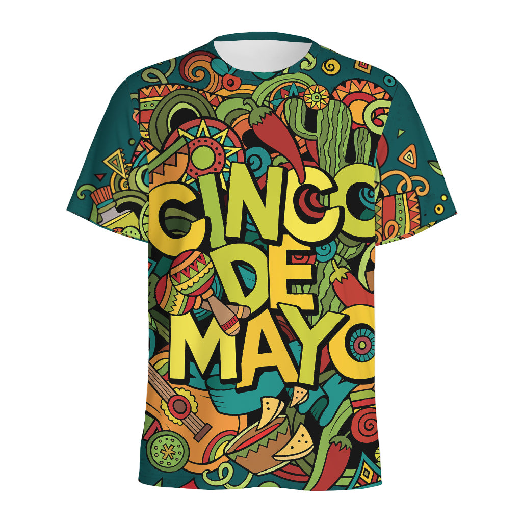 Colorful Cinco de Mayo Print Men's Sports T-Shirt