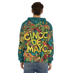 Colorful Cinco de Mayo Print Men's Velvet Pullover Hoodie