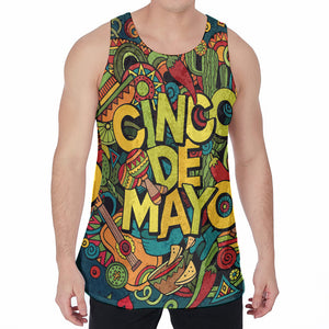 Colorful Cinco de Mayo Print Men's Velvet Tank Top