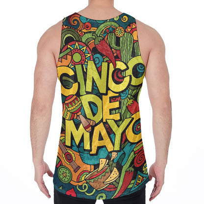 Colorful Cinco de Mayo Print Men's Velvet Tank Top